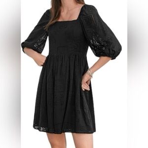 NWT Johnny Was Ella Black Mini Dress Silk Cotton Blend Size XL